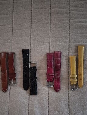 Michele Interchangeable Watch Strap Set in Brown, Black, Pink, Yellow